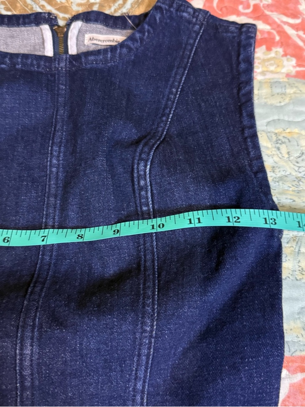 Abercrombie & Fitch Sleeveless Denim Midi Dress in Light DarBlue with Front Slit - Picture 11 of 13